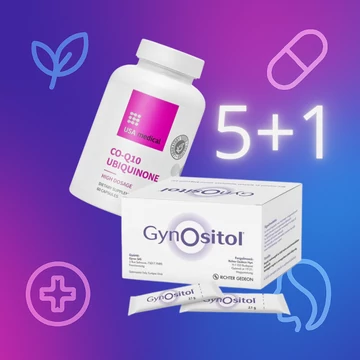 Q10 koenzim kapszula 100mg 60db x 5 + Gynositol étrend-kiegészítő por 60db x 1